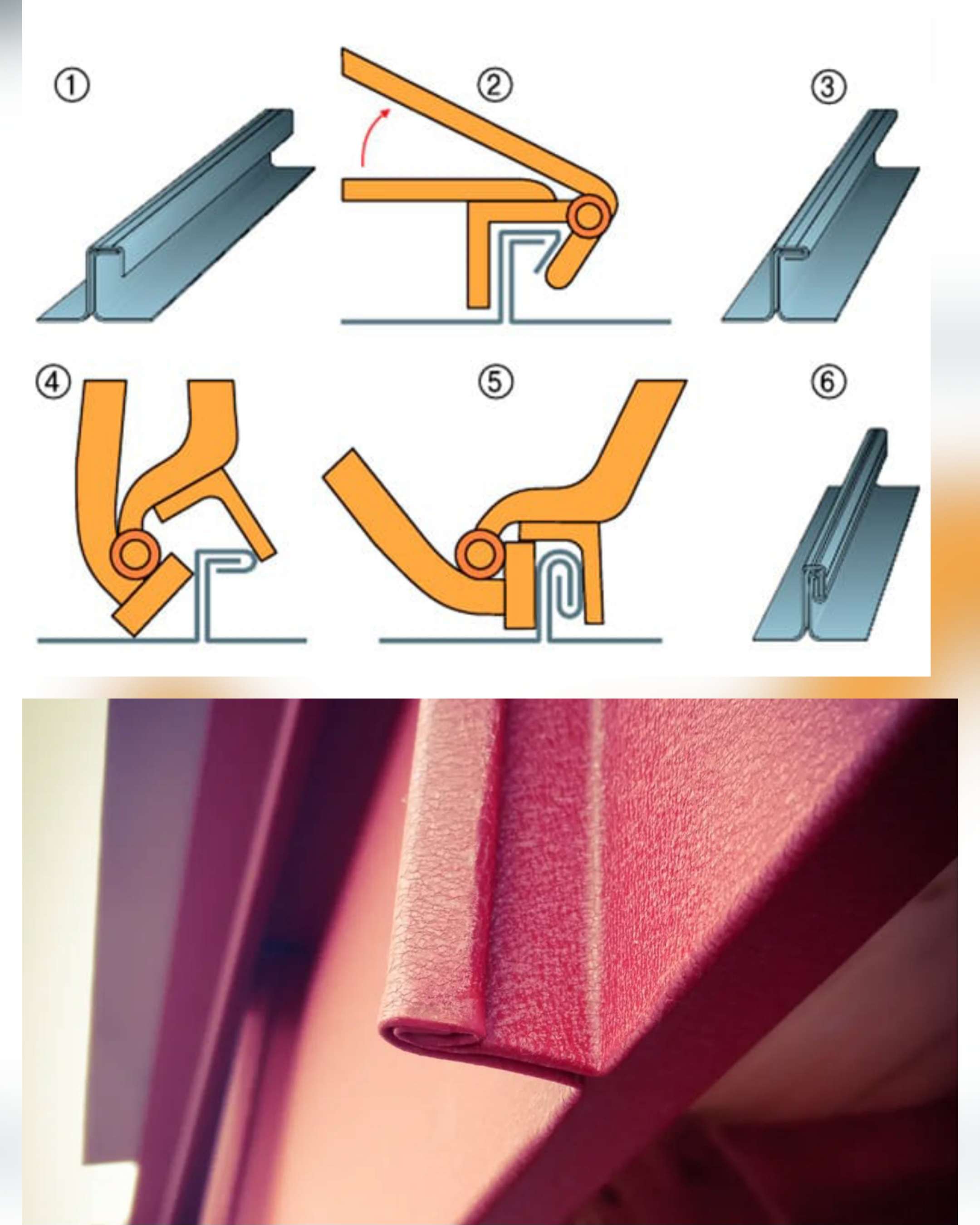 Tradicinis dvigubas valcas – siūlės detalė